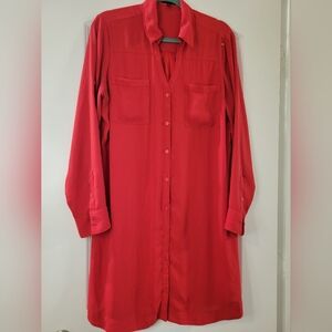 Express Vibrant Red Shirt Dress
